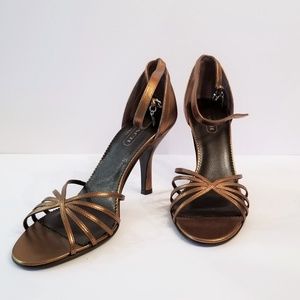 NWT COACH Bronze Strappy Heeled Sandals  SZ 7.5 US